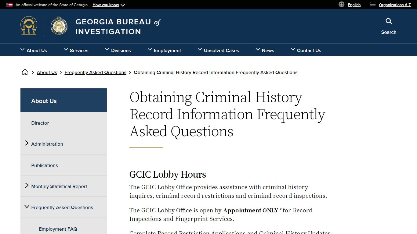 Obtaining Criminal History Record Information Frequently Asked ...